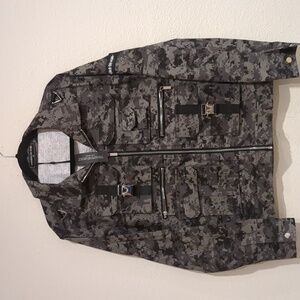 Maniere De Voir Black and Gray Digital Camo Jacket Size Medium NWT